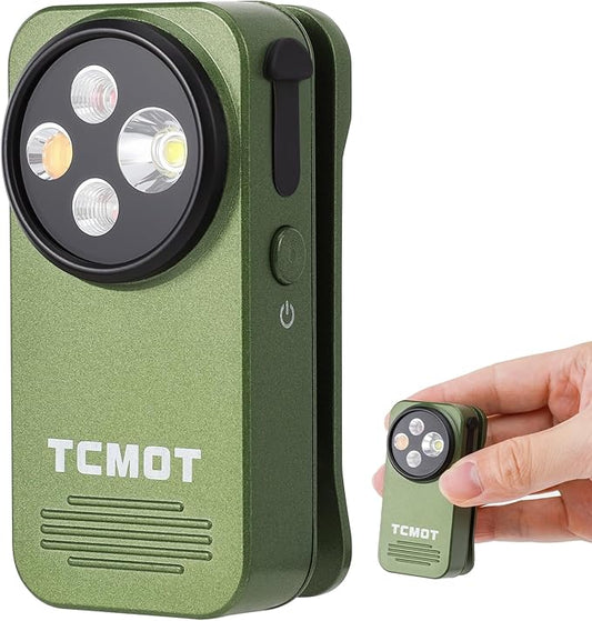 EDC Flashlight Clip-on Light, Rechargeable 600 Lumens with Type-C, IPX6 Waterproof, Portable Mini Magnetic Keychain Flash Lights for Signaling, Cycling, Outdoor or Emergency, Green