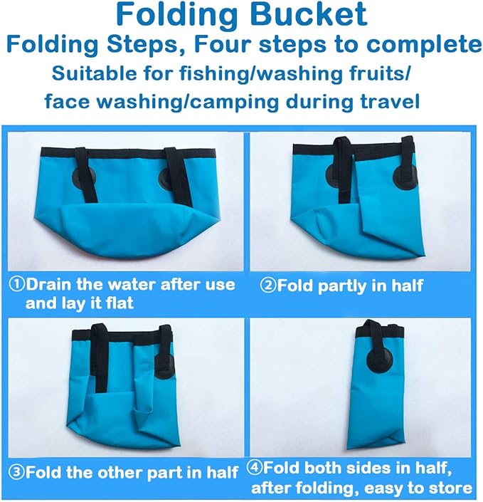 Sunglow Collapsible 5 Gallon Multifunctional Portable Fishing Bucket - Wash Basin Folding Bucket - Water Container for Fishing-Camping-Gardening (20L/5gallon(Blue))