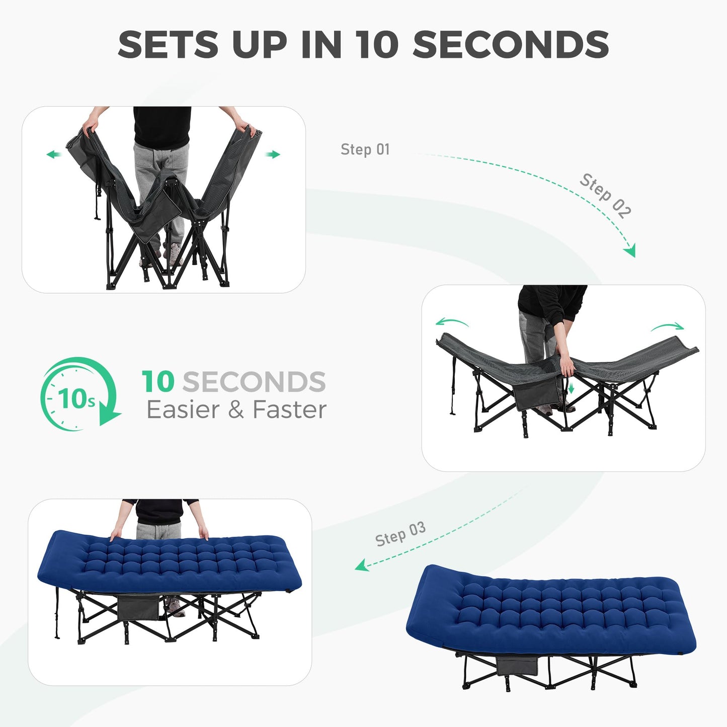 JEAREY Camping Cot for Sleeping 28" Extra Wide, Heavy-Duty 1200D Oxford Foliding Cots for Adults