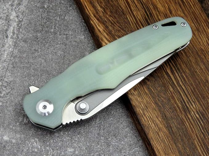 Eafengrow EF967 Pocket Folding Knife with Pocket Clip Fast Opening Ball Bearing Folder G10 Handle D2 Blade EDC Tactical Knife for Outdoor Camping Hiking(Jade)