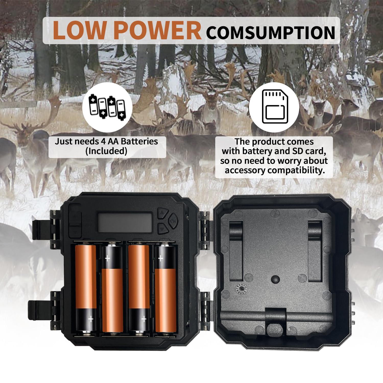 WOSODA Mini Trail Camera 4 Pack 30MP 1080P HD, Game Cam with SD Card, Waterproof Tiny Deer Camera