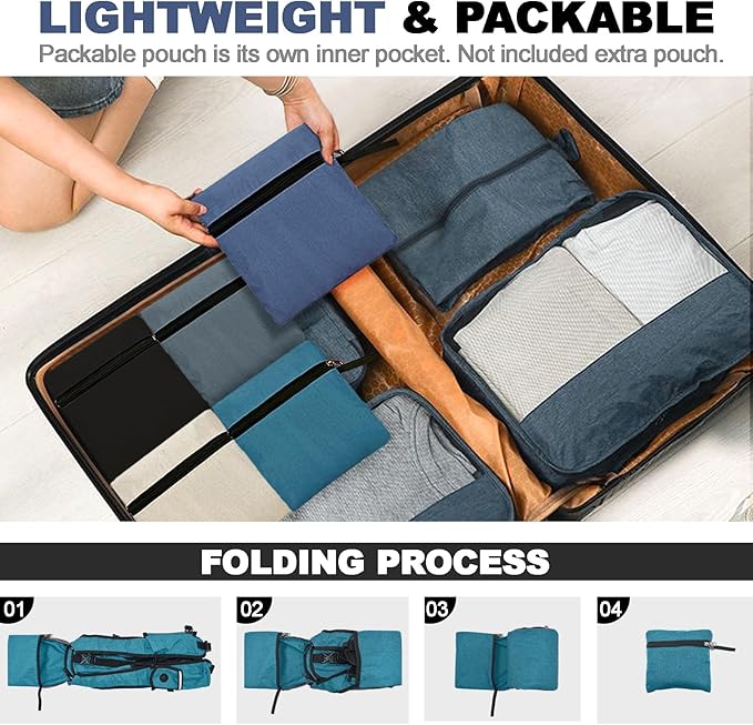 Seektop 15L Small Hiking Backpack for Women Men, Foldable Packable Backpack with Phone Pocket, Lightweight Travel Daypack for Hiking Camping Outdoor (Lake Blue)