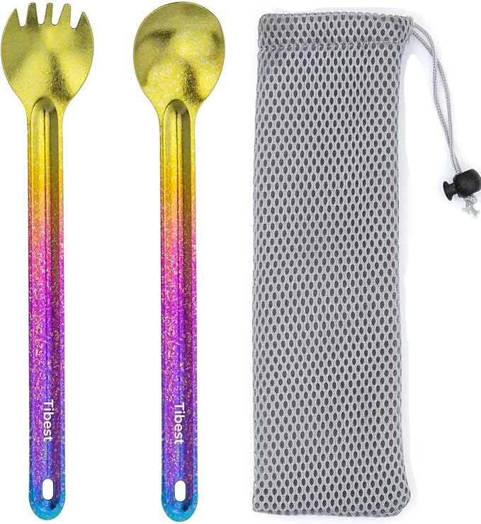 Titanium Spork Long Handle, Ultra Lightweight Camping Utensil for Backpacking Camping, Hiking, Outdoors