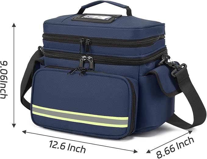 Double Layer First Aid Bag Medical Bag Empty Emergency First Responder Organizer for Nurses,Home Health Care, EMT BLUE