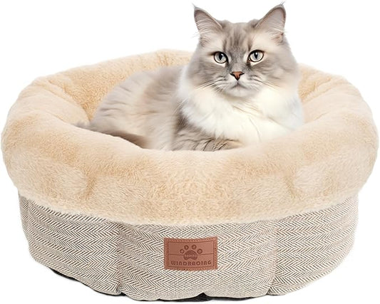 WINDRACING Cat Beds for Indoor Cats, Dog Bed for Small Dogs Breeds, Soft Kennel Bed, Comfy Durable Pet Sleeping Bed, Washable Roun Cat Bed & Non-Slip Bottom, Size 20" L x 20" W x 8" Th