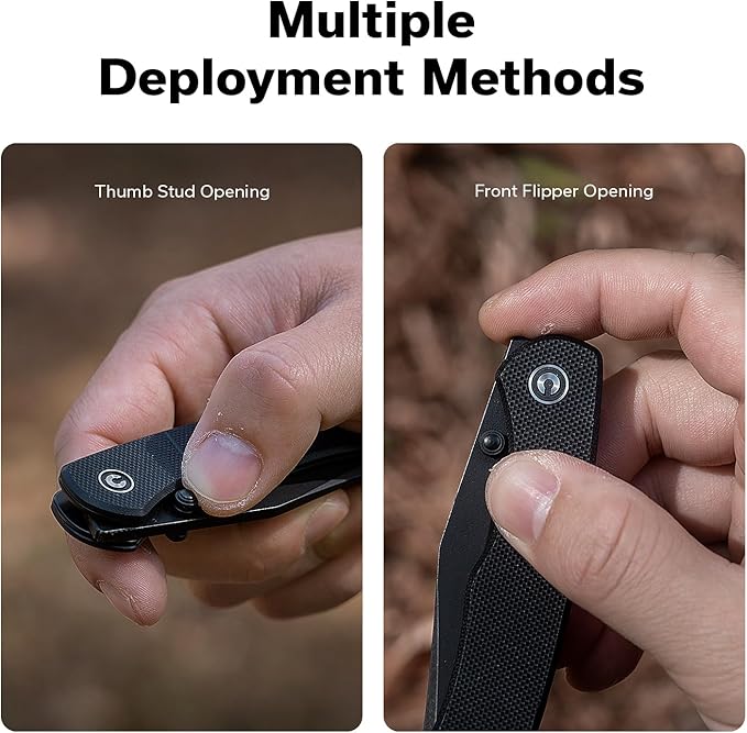 CIVIVI Clingman EDC Pocket Folding Knife with Titanium Reversible Clip, 2.99" Nitro-V Blade G10 Handle Liner Lock Knife, Gift for Men Women C23065-1 (Black)