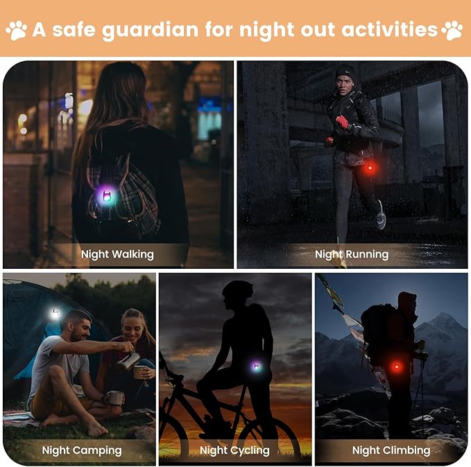 Rechargeable Led Dog Collar Light with 4 Modes - Ip68 Waterproof Camping Light Up Dog Collar for Night Walking, Running, Cycling (Black)