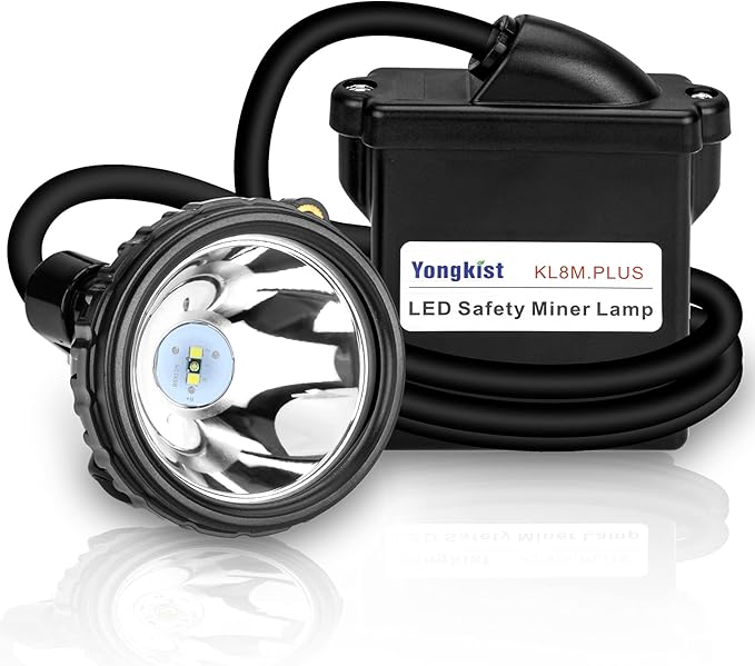 Rechargeable Mining Headlamp, 1+2 LED Super Bright Cap Lamp, Waterproof & Explosion-Proof Safety Miner Light, Hard Hat Head Torch for Coal Mining, Hunting, Fishing, Camping, Hiking, Outdoor Work