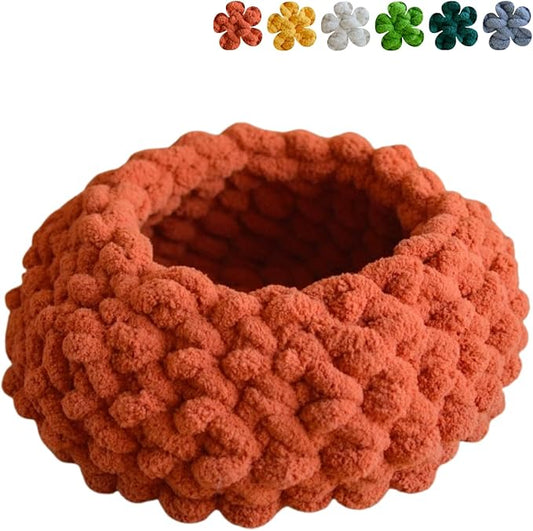 Cat Nest Bed ??Premium Handwoven Washable Extra Soft Round Cave House for Indoor Kitten & Kitty, Small & Large (MapleLeaf Red,Large)