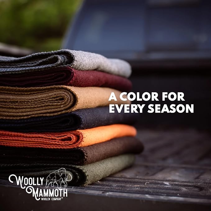 Woolly Mammoth Woolen Company Camping Blankets - 66 x 90 in, Black & Cream Plaid - Merino Wool Throw & Outdoor Backpacking Blanket for Picnic & Travel