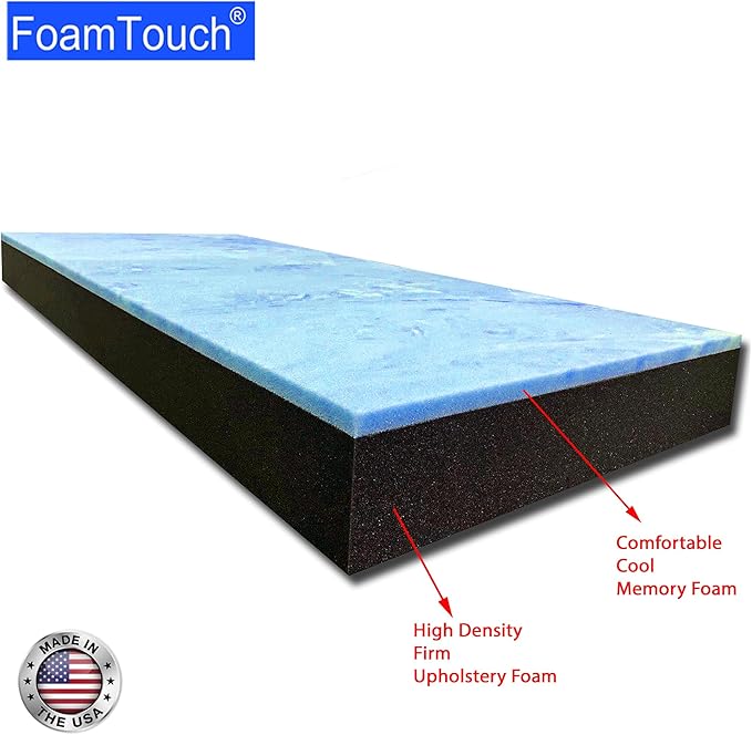 FoamTouch 4" Height x 30" Width x 75" Length Camper/RV bunk Mattress with Gel Memory Foam -No Cover