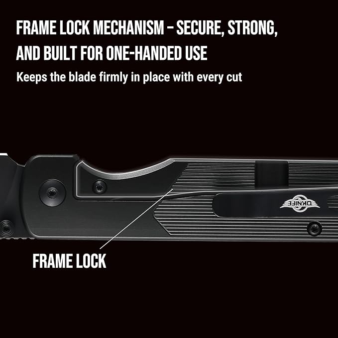 OKNIFE Duron Folding Pocket Knife, 3.5" PVD Coated Nitro-V Steel Blade, Frame Lock Lightweight O-Aluminum Ambidextrous Handle with Clip, Ideal EDC Tool for Outdoor, Camping & Survival (Stealth Grey)