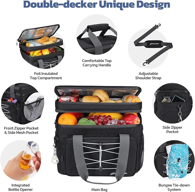 Maelstrom Collapsible Soft Cooler Bag, 24/30/60/75 Cans Beach Cooler, Ice Chest, Leakproof & Portable for Beach, Camping, Road Trips & Grocery Shopping