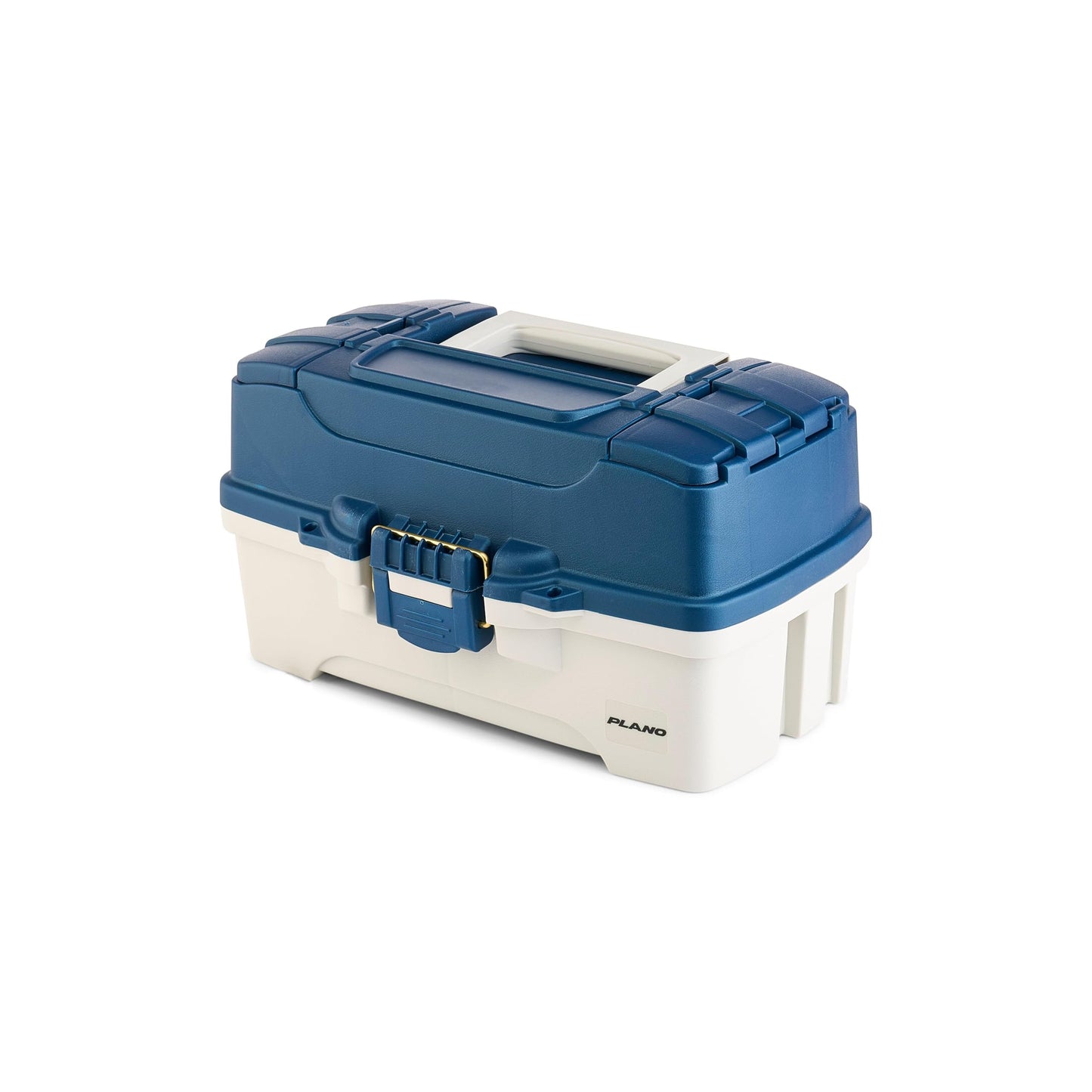Plano Three-Tray Tackle Box, Blue/White, Rust-Proof Brass Latch, Top-Access Tray with Deep Storage