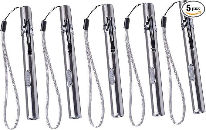 5 Pack Pen Light Flashlight Pocket Flashlight 400 Lumens Bright LED Mini Pen Torch Small Compact Penlight with Built-In Battery and USB Cable for Camping Outdoor Reading Repair Work Examination