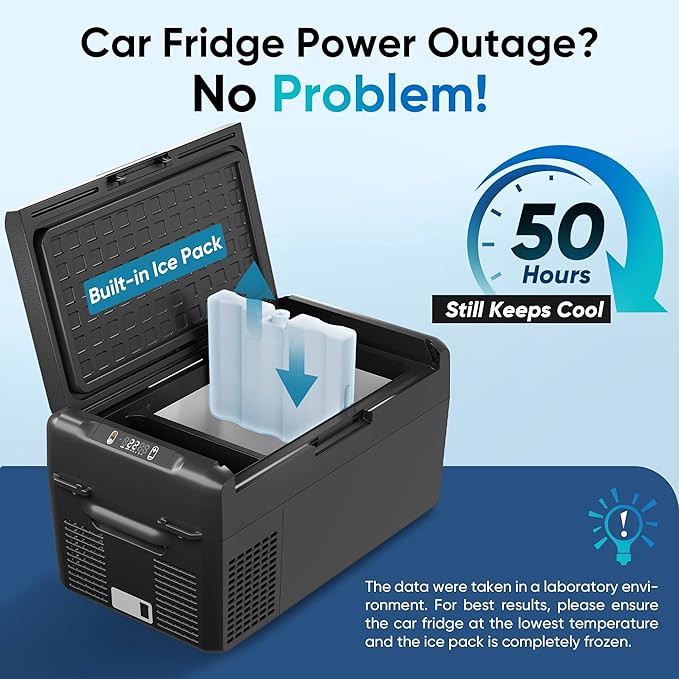 12 Volt Refrigerator - 21QT(20L) Electric Cooler 50Hours Still Keep Cool, Portable Refrigerator APP Control -4℉~68℉, Car Refrigerator 12/24V DC 100-240V AC for Travel Camping Truck RV Boat