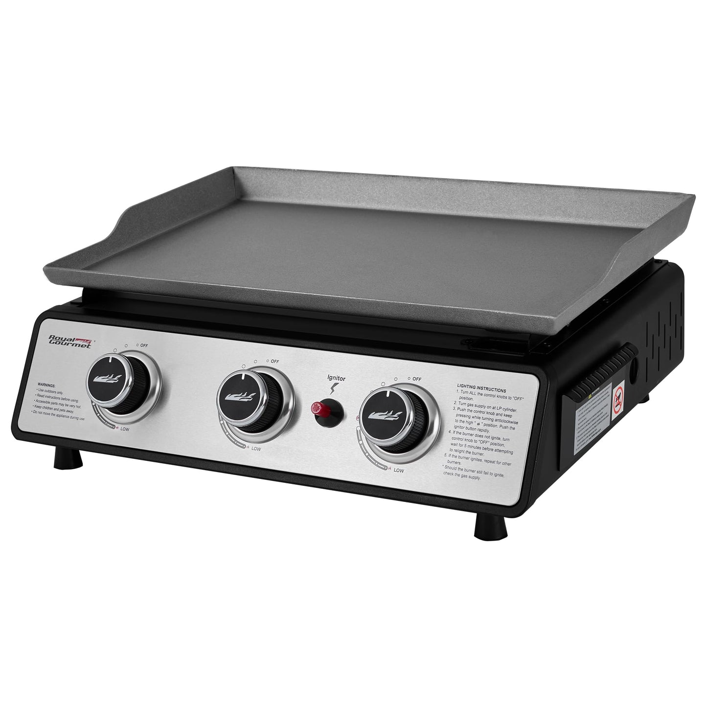 Royal Gourmet PD1301S Portable 3-Burner Tabletop Gas Griddle