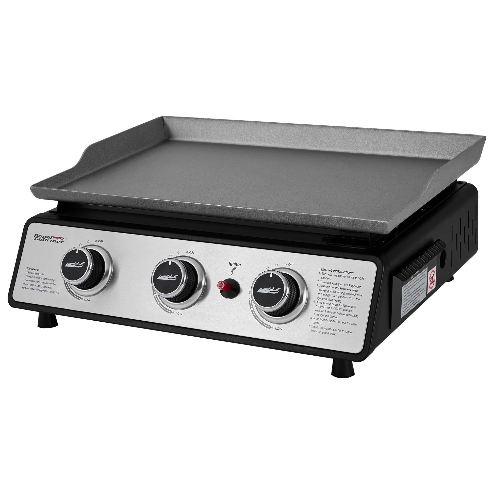 Royal Gourmet PD1301S Portable 3-Burner Tabletop Gas Griddle