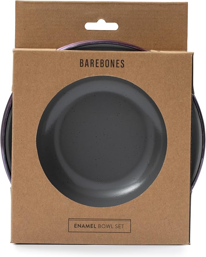 Barebones Enamel Bowl Set - Dish Set of 2 Bowls - Enamelware Set for Camping and Everyday Use (Slate Gray)