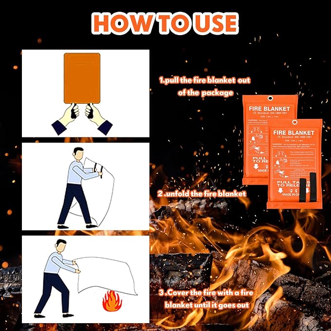 Macarrie 20 Pack 39??x 39??Fire Blanket Emergency for Home and Kitchen Safety Suppression Blanket Fiberglass Fireproof Survival for Fireplace Car Office Camping (Orange)