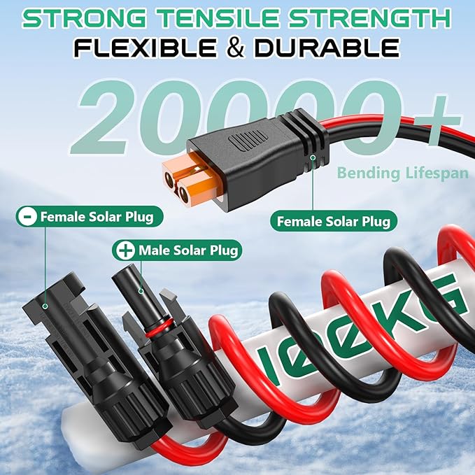 Oududianzi 12AWG XT60i Solar Cable 20FT, Solar to XT60i Cable 3 10 15 25 30 40 50FT, Charging Adapter for Portable Power Station - 20Ft