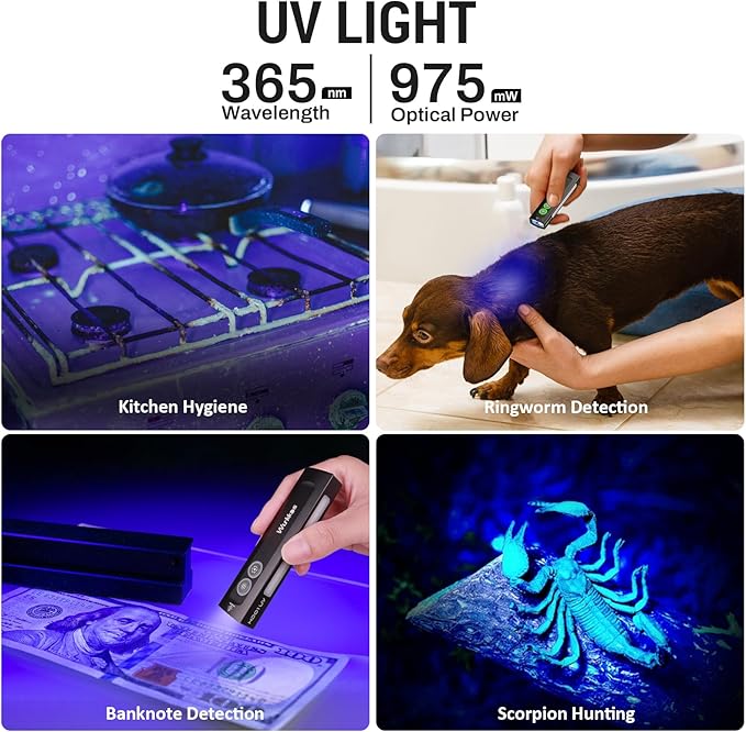 Wurkkos HD01 UV Flashlight, Rechargeable EDC Flashlight, Led Flashlight with 365nm UV Light, 1200 Lumens Flat Flashlight with RGB, Pocket Light for Emergency, Pet Urine Detection (Black)