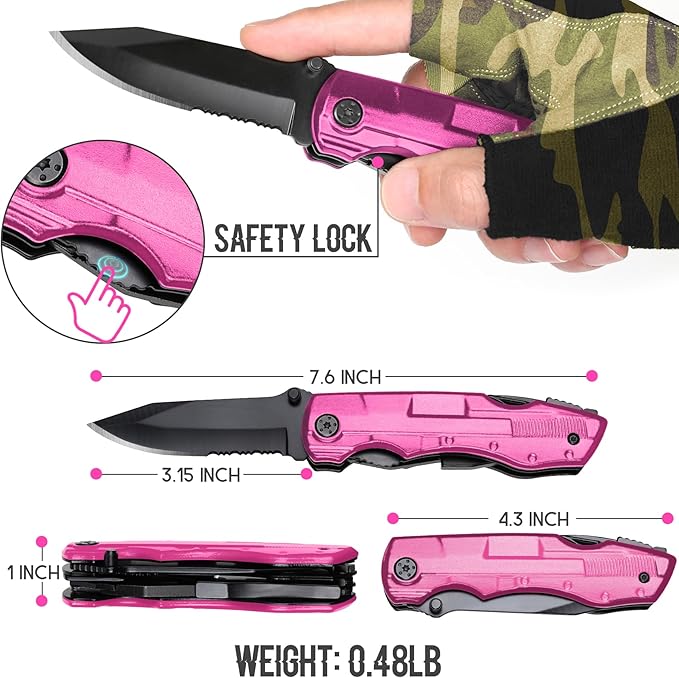 Gifts for Women Wife Girlfriend Her - Mothers Day Gifts, Pin-k Multitool Knife - Christmas Birthday Gift for Women, Anniversary, Womens Stocking Stuffers - Gift for Woman Who Have Everything