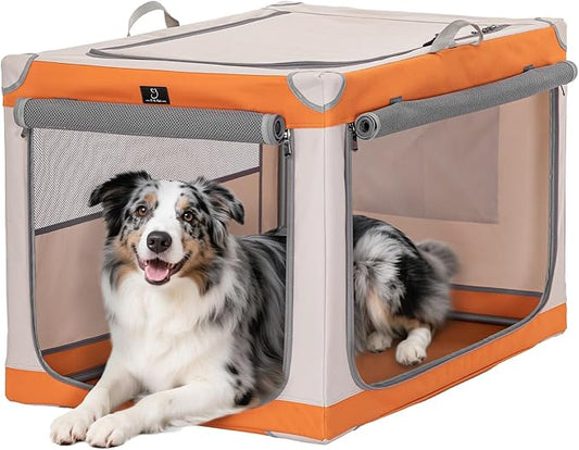 A4Pet Soft Dog Crate- 36 Inch Adjustable Stainless Steel Frame, Lightweight, Durable, Portable Dog Kennel with 3-Door