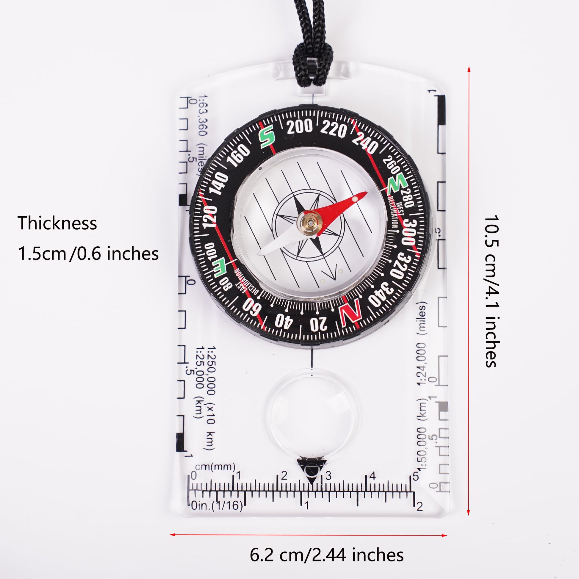 4 Pcs Outdoor Compass with Adjustable Declination,Magnifier,Ruler,Scale. Multifunctional