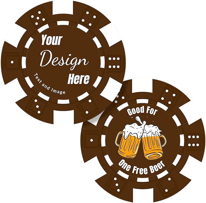 50 Custom Poker Chips,Personalized with Your Logo Image or Text,11.5g Clay Casino Chips for Events or Gifts
