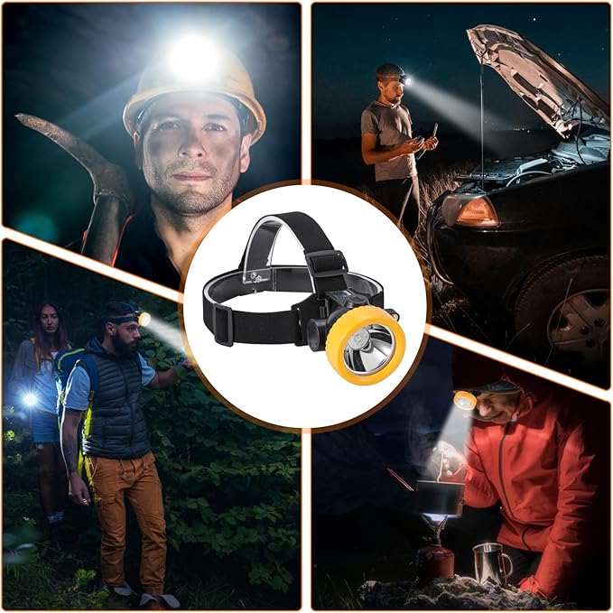 Rechargeable Mining Headlamp with 7 LEDs, Explosion-Proof Cap Light for Coon Hunting, Hard Hat Helmet Flashlight for Mining, Fishing, Hiking, Outdoor Night Work, Waterproof Headlight