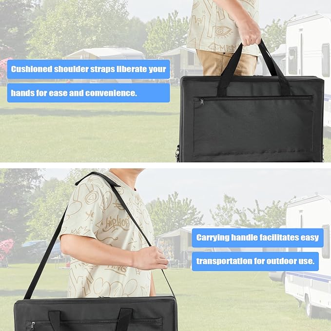 Solar Panel Storage Bag Compatible with Jackery Solar Panel 100 Watt,Padded Solar Panels Bag,Solar Panels Carrying Case with 2 Pockets (22 x 4.72 x 25.6in,Black)