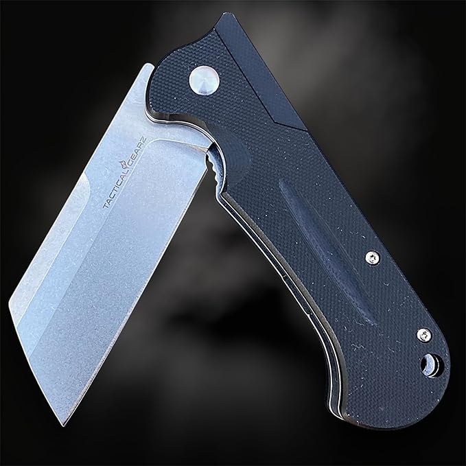 TACTICAL GEARZ Pocket Folding Knife for EDC, G10 Handle, Stonewashed D2 Steel Blade, Includes Sheath (Eros)