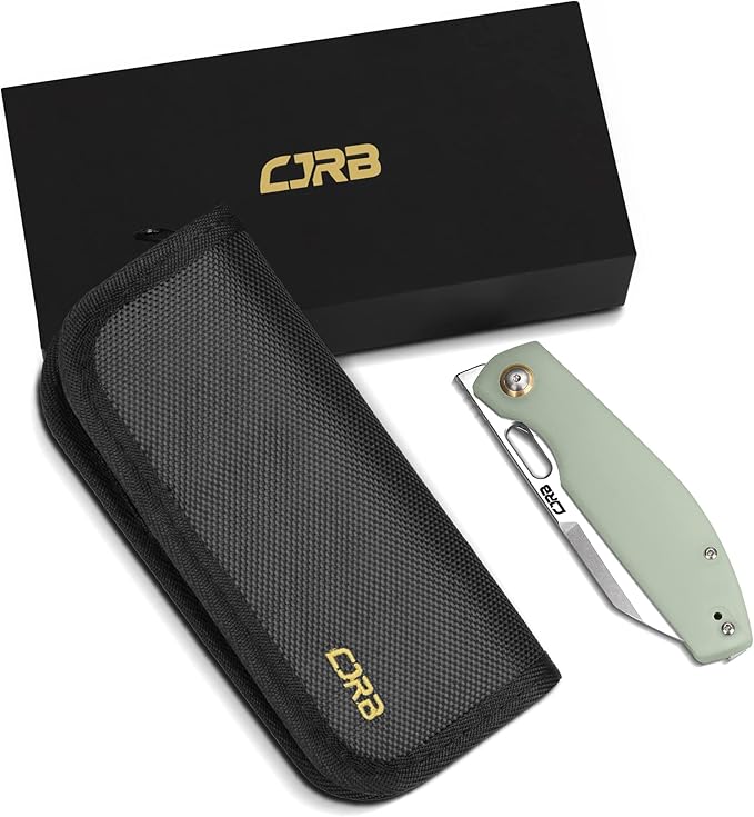 CJRB Pocket EDC Knife - Ekko(J1929) Small Folding Knife AR-RPM9 Steel Blade and Natural Green G10 Outdoor for Men Women for Gifts