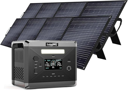 SolarPlay Q2501 2400W Portable Power Station, 2160Wh Large Capacity Solar Generator with 2x200W Solar Panel, BMS Emergency Power Station for Home Backup, Camping, Outdoor Battery Backup