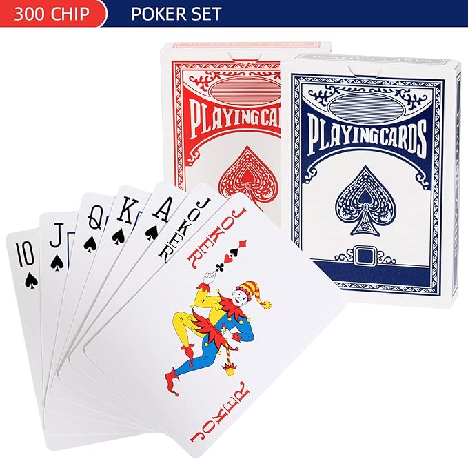 300Pcs Poker Chips Set for Texas Holdem,Blackjack,Professional Poker Kit with Aluminum Case,2 Decks Cards,Dealer,Big Small Blind Buttons and 5 Dice,11.5 Gram Gambling Chips for Casino Games