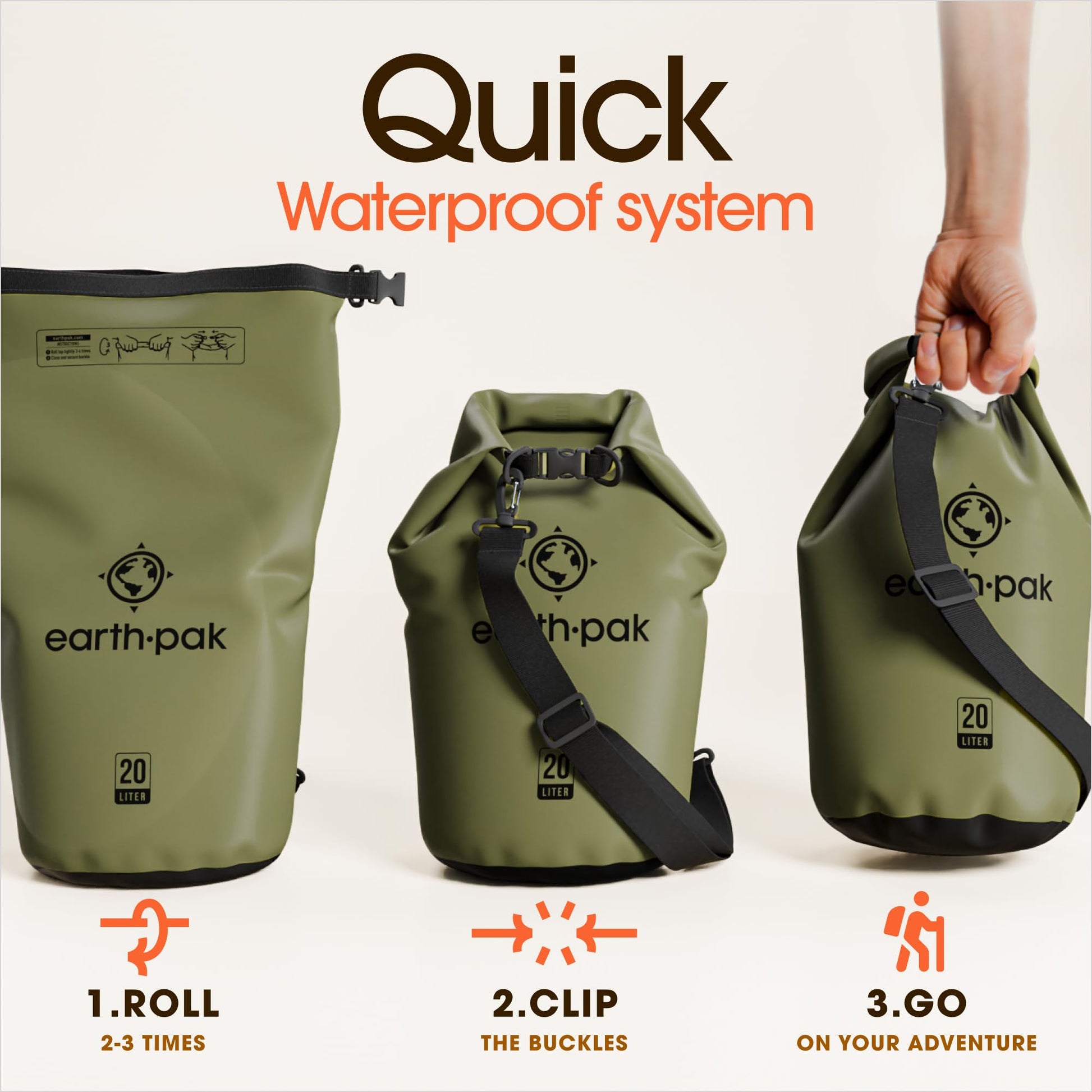 30L Waterproof Dry Bag Backpack - Marine Roll Top Dry Sack for Kayaking