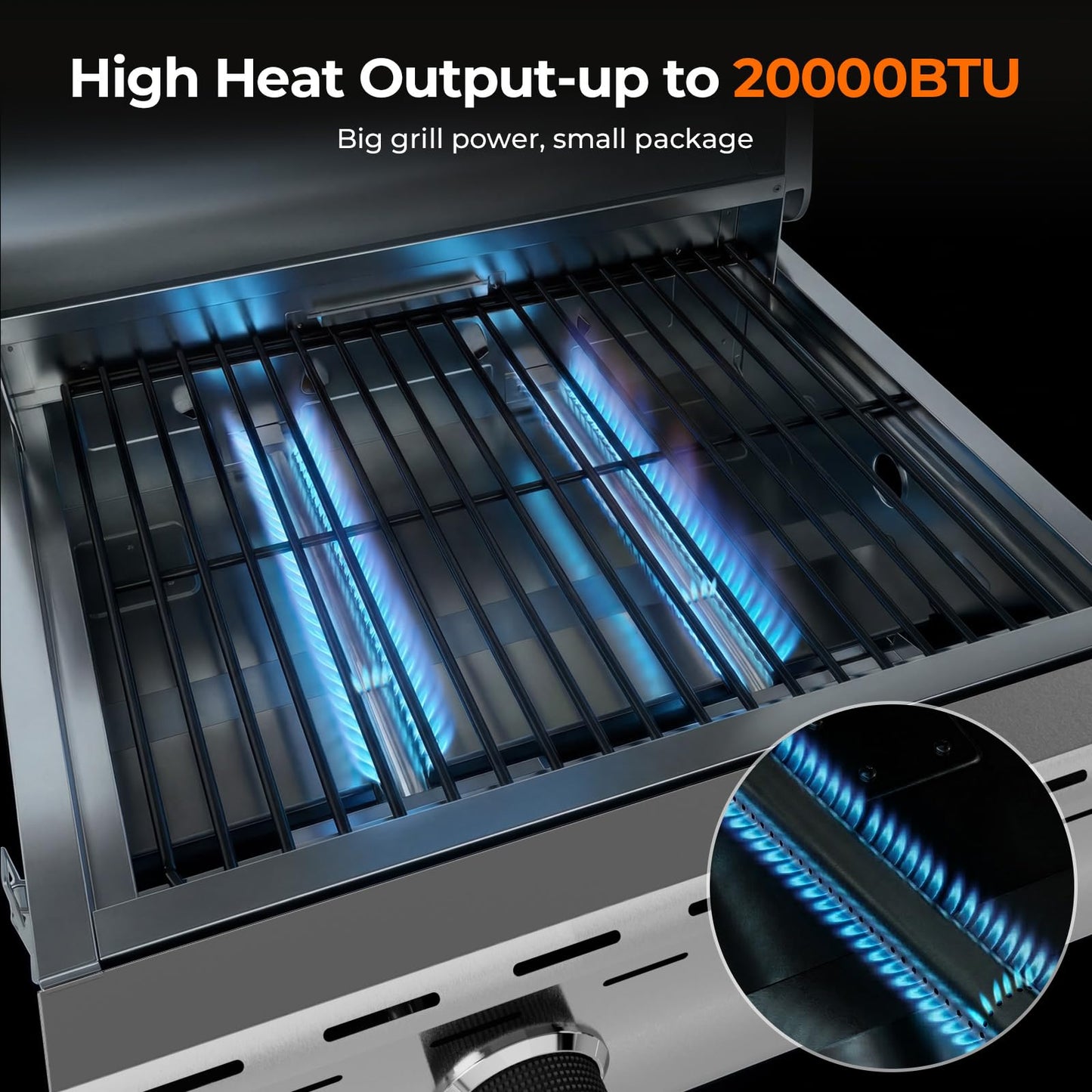 Electactic 20000 BTUs Portable Tabletop Gas Grill, 2 Burners Propane BBQ