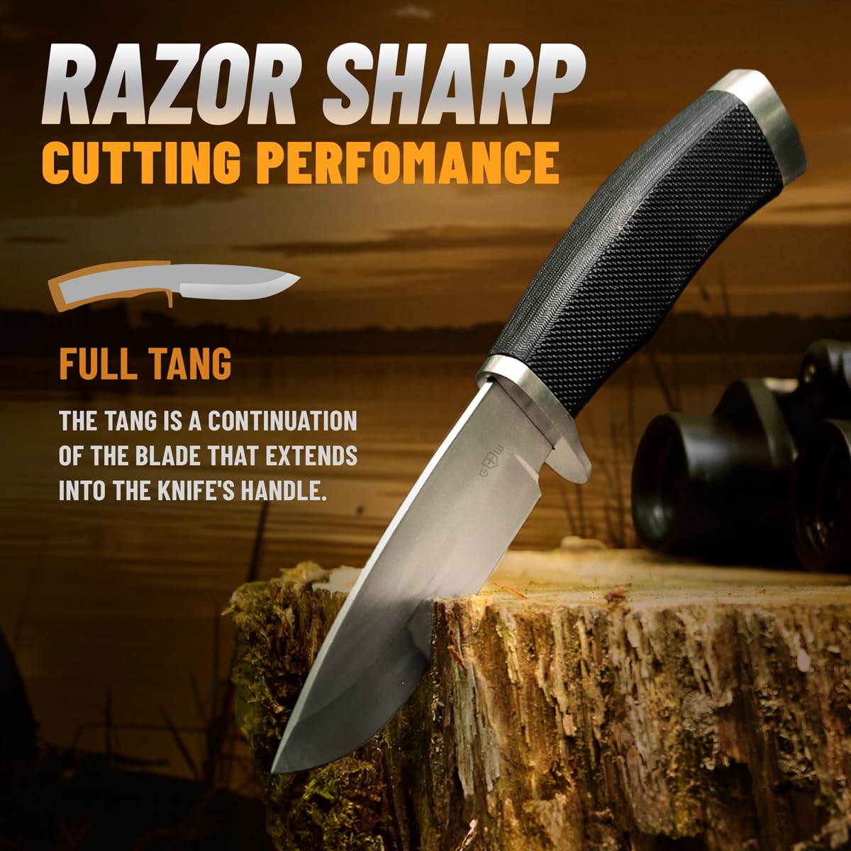 Hunting Knife with Sheath Survival Knives for Men - Best Tactical Camping Hunting Hiking Knife