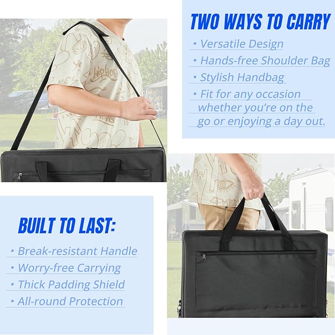 Solar Panel Storage Bag Compatible with Jackery Solar Panel 100 Watt,Padded Solar Panels Bag,Solar Panels Carrying Case with 2 Pockets (22 x 4.72 x 25.6in,Black)