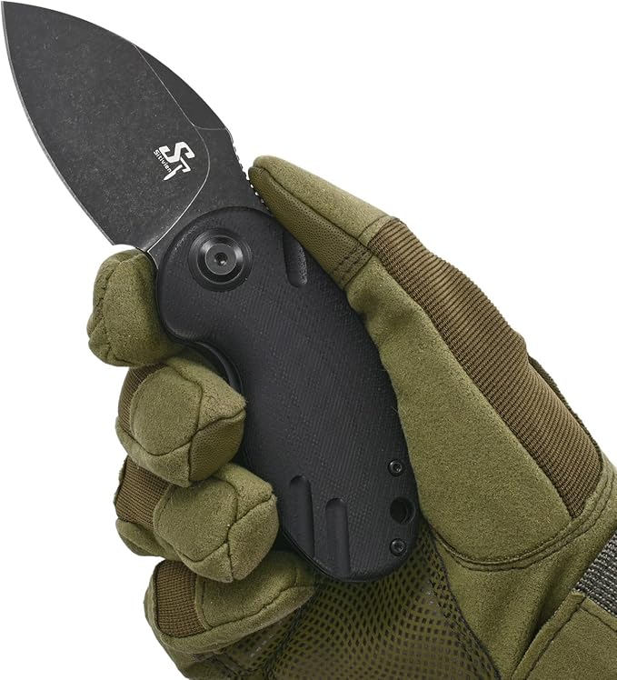 Sitivien ST153 Pocket Folding Knife,Sandvik 14C28N Black Stonewashed Blade with G10 Handle,Chinese Zodiac Series EDC Tool Knifes Utility Knife for Camping Hunting Survival Hiking(Black) … …
