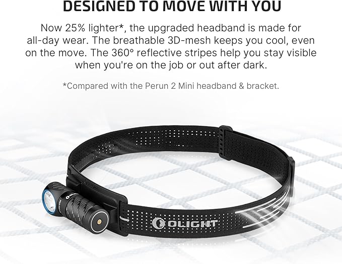 OLIGHT Perun 3 Mini Headlamp 920 Lumens LED Head Flashlight,Rechargeable Headlight with Red Light Option,Perfect for Working, Hiking, Camping and Climbing(Neutral White (4000K~5000K), Black)