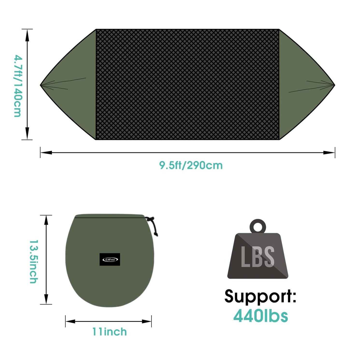 G4Free Large Camping Hammock for Outside with Mosquito Net 2 People Hammock