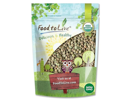 Organic Whole Green Lentils, 5 Pounds – Non-GMO, Dried Raw Beans, Sproutable, Vegan, Kosher, Bulk. High in Folate, Dietary Fiber, Protein. No Soaking Required. Great for Soups, and Veggie Burgers.