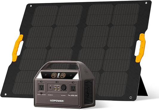 C600 Solar Generator with 120W Solar Panel - 600W Portable Power Station(Surge 1200W) AC Output, 595Wh LiFePO4 Battery, for Camping, Travel, RV, Emergency Power Backup(Brown)