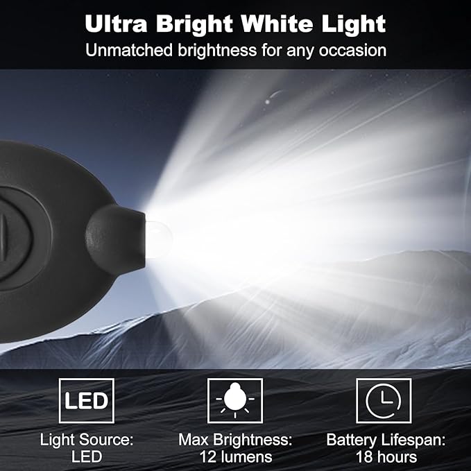 Mini LED Keychain Flashlight, Ultra Bright Micro Torch, Compact Key Ring Flashlight with White Light, Emergency Pocket Light, Tiny Flashlight for Outdoor Camping Hiking (12 PCS)
