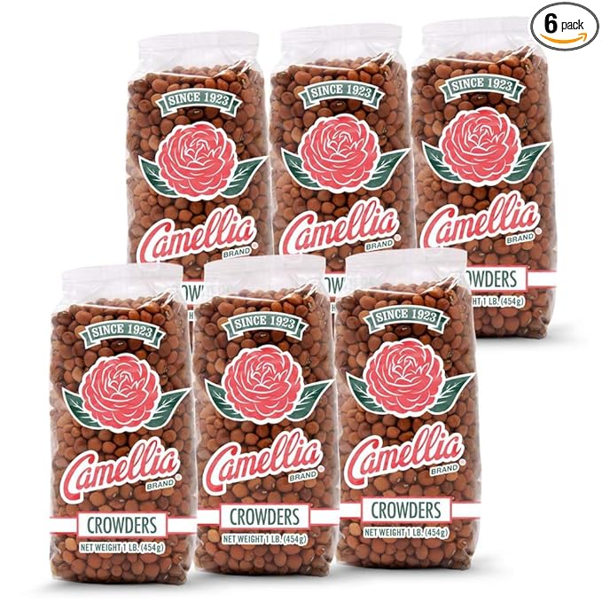 Camellia Brand Dried Crowder Peas ??Premium Southern Field Peas with Rich, Earthy Flavor for Soul Food, Hoppin??John, Stews, Salads, and Healthy Vegetarian Meals ??Non-GMO, Gluten-Free 1 Pound (Pack of 6)