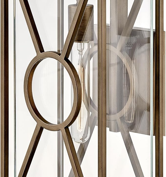 Hinkley Brixton Medium Wall Mount Outdoor Lantern - Composite, Clear Mitered Glass, Rust & Corrosion Resistant - Burnished Bronze Finish