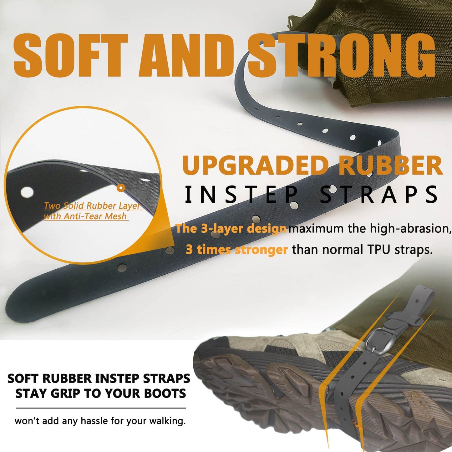 Frelaxy Leg Gaiters 100% Waterproof Hiking Gaiters, Hunting Gaiters with Upgraded Rubber Foot
