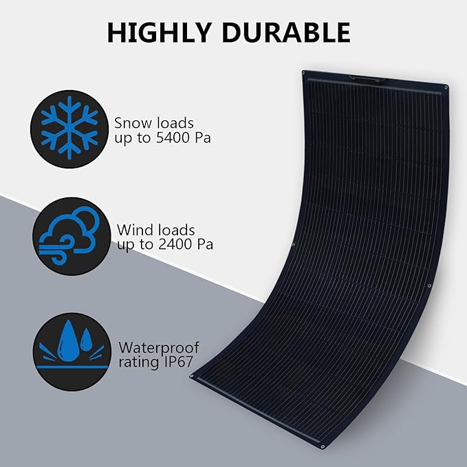Flexible Solar Panel 4pcs 150W Fiberglass Monocrystalline 600W Lightweight Module for Off-Grid RV Boat Van Cabin Uneven Surfaces 12V/24V Battery Charge (600W Solar Panel)